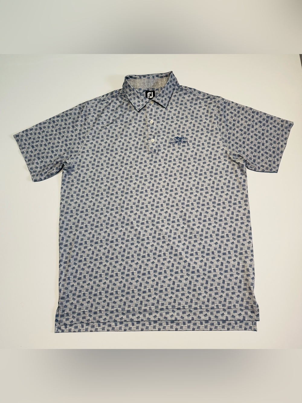 FootJoy Polo Shirt Mens XL Grey Navy Short Sleeve Stretch Golf Performance LOGO